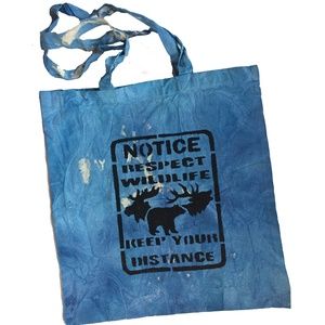 Hand stained and stenciled tote bag, very sturdy